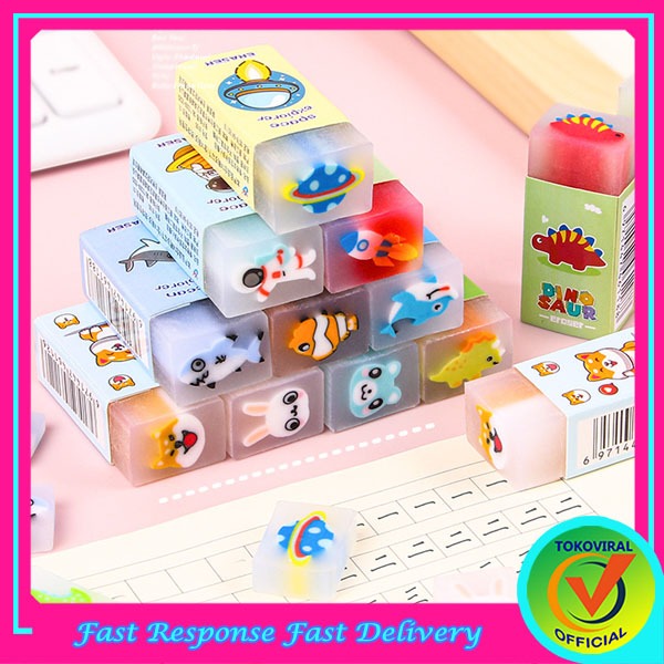 

Penghapus Pensil Karet Sekolah Motif Dino Buah Ocean Space Animal / Stip Karakter Lucu Import / TM-182