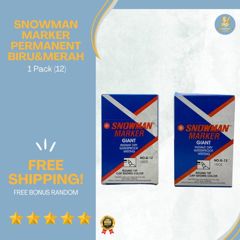 

Spidol Snowman Spidol Permanent Warna Biru | 1 Pack (12 Spidol) | Eceran 3 Pcs, 5 Pcs & 1 Pack