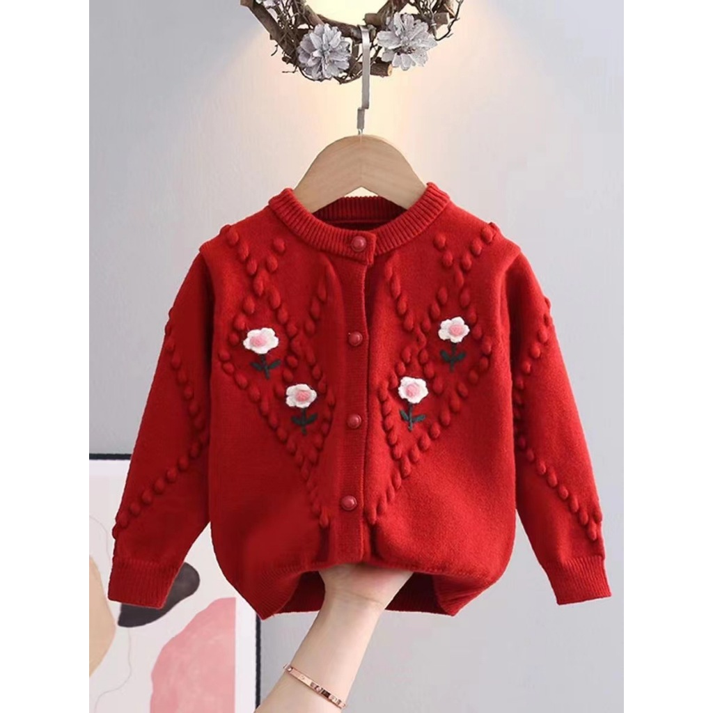Kardigan Anak Perempuan Tebal  / Sweater Outer Anak Cewek Halus Lembut / Baju Rajut Anak Perempuan M