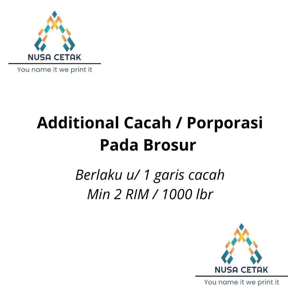 

Additional Cacah / Porporasi, Cutting Rounded pada Brosur