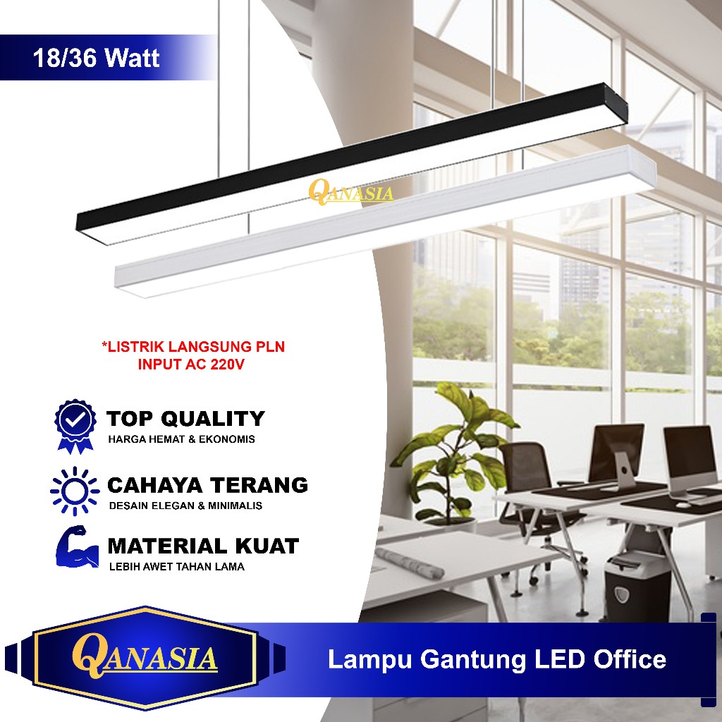 Lampu LED Gantung 18 Watt 36 Watt Panjang Office Kantor Lampu Plafon Rumah Cafe 18W 36W