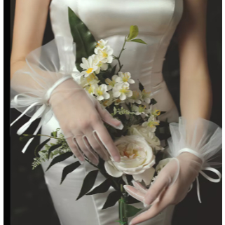 SARUNG TANGAN PENGANTIN SATIN /TRANSPARANT AKSESORIS  SARUNG TANGAN PENGANTIN