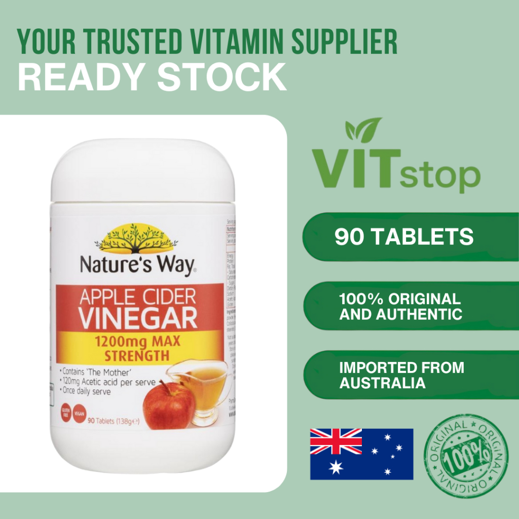 

Nature's Way Apple Cider Vinegar 1200mg Max Strength - 90 Tablets