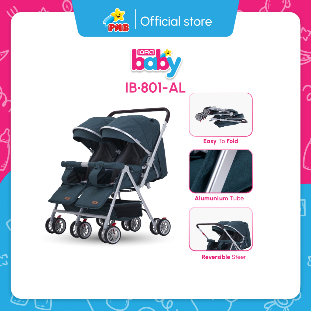 Baby Stroller Iora Baby IB801-AL – PMB Toys | baby stroller kembar | stroller bayi kembar | stroller