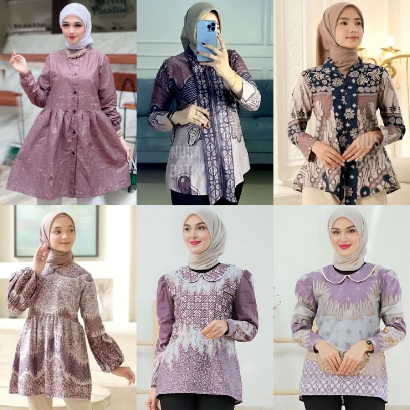 ATASAN BATIK WANITA SPESIAL WARNA UNGU/LILAC/MAUVE PURPLE UNGU SERIES BAJU BATIK KANTOR WANITA BATIK