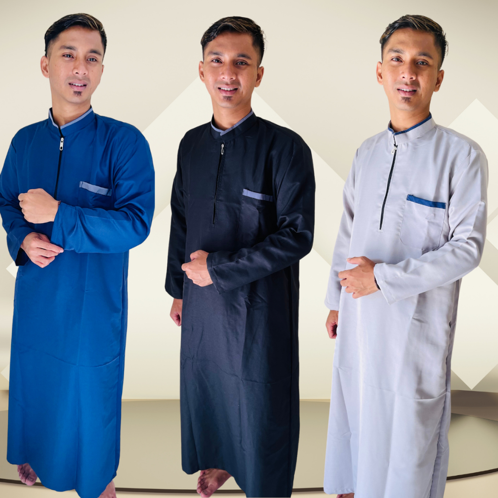 jubah pria dewasa model resleting gamis pria dewasa terlaris jubah polos terlaris AL-HIDAYAH