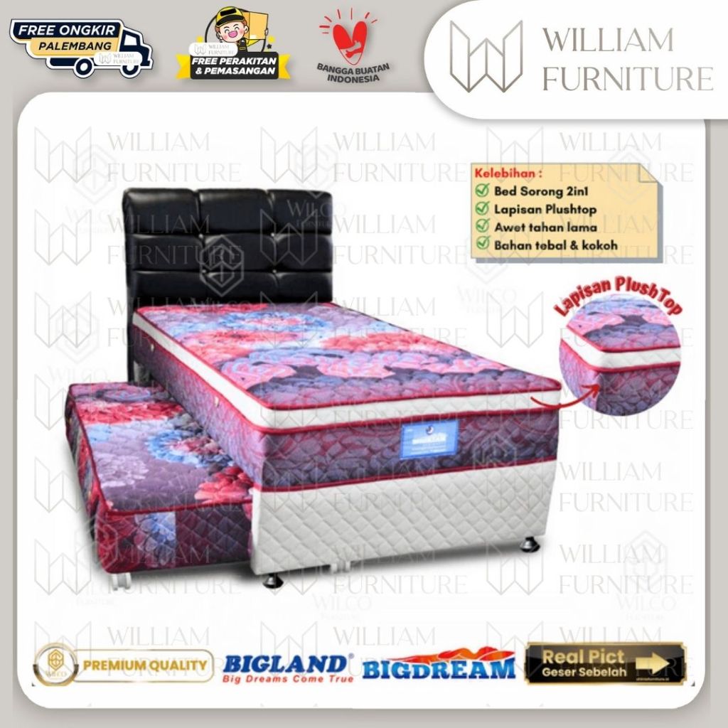 Bed Sorong Merah Bigdream Bigland / Springbed Bed Sorong Anak