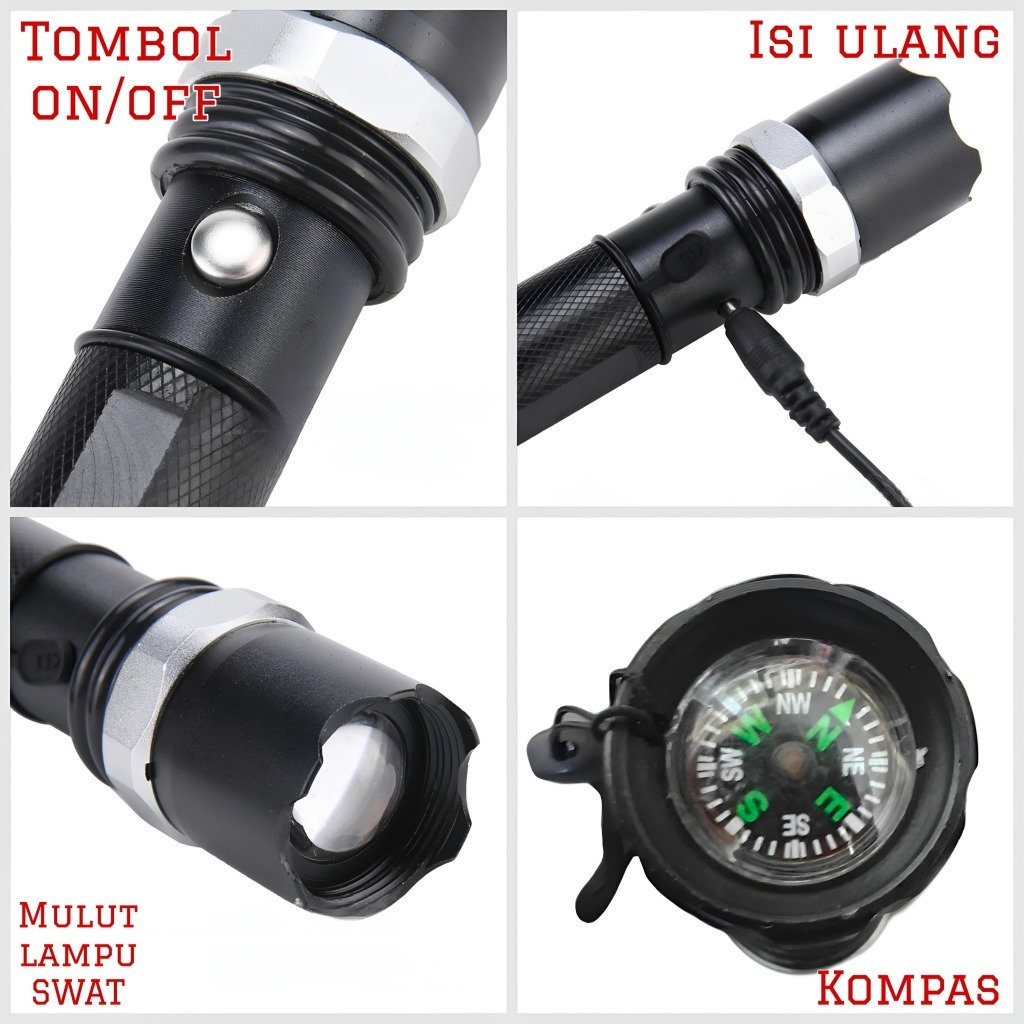 { Omg } Senter Police Swat Led Flashlight Senter Lalu LintasParkiran 1 Cone Parkir / Senter Lalu