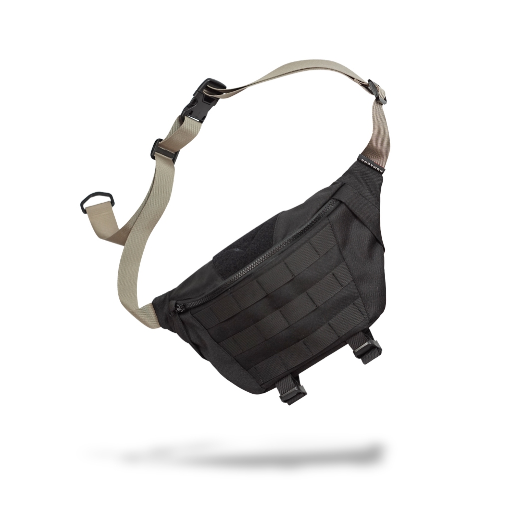 Numerus - Chrono molle tactical waistbag - crossbody bag - sling bag pria warna hitam - techwear