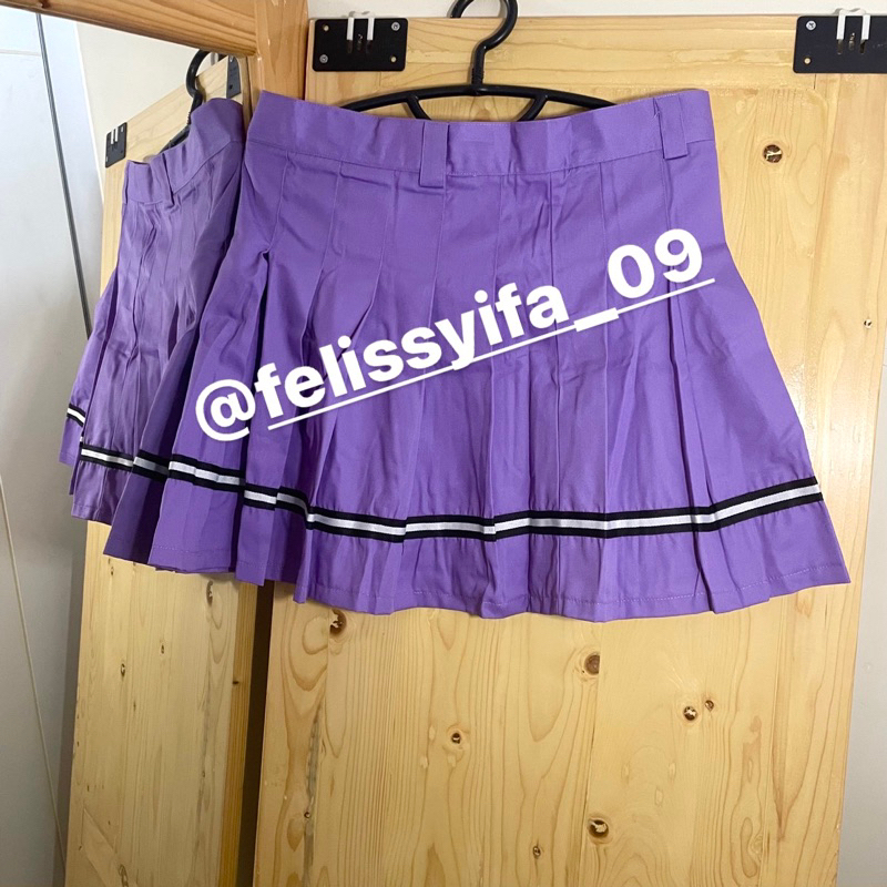 THRIFT ROK TENNIS SKIRT PRUPLE STRIPED PRELOVED