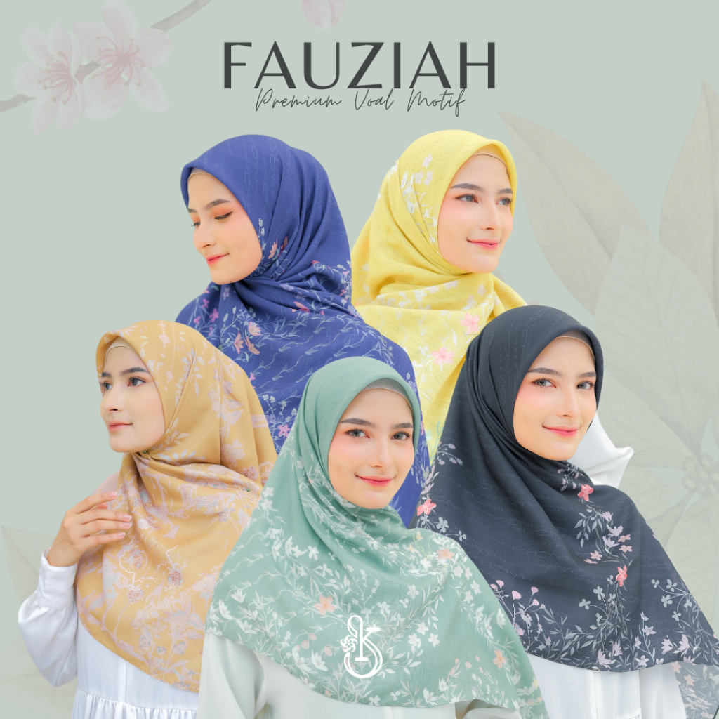 Khamuhijab - (FAUZIAH SERIES) Ultrafine Voal | Hijab Printing Segi Empat Motif | Segiempat Premium |