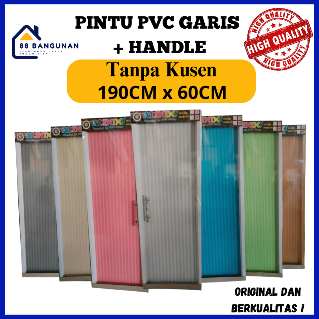 [Packing Peti Kayu] PINTU KAMAR MANDI / PINTU PVC GARIS PLUS HANDEL WARNA BERKUALITAS (TANPA KUSEN) 