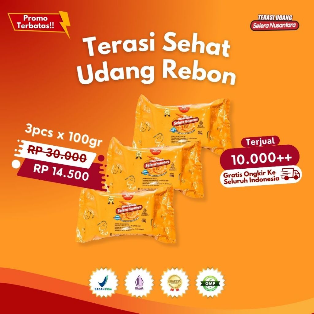 

Terasi Selera Nusantara - 3pcs x 100gr - Terasi Sehat Udang Rebon Super Premium - Wangi Harum Gurih