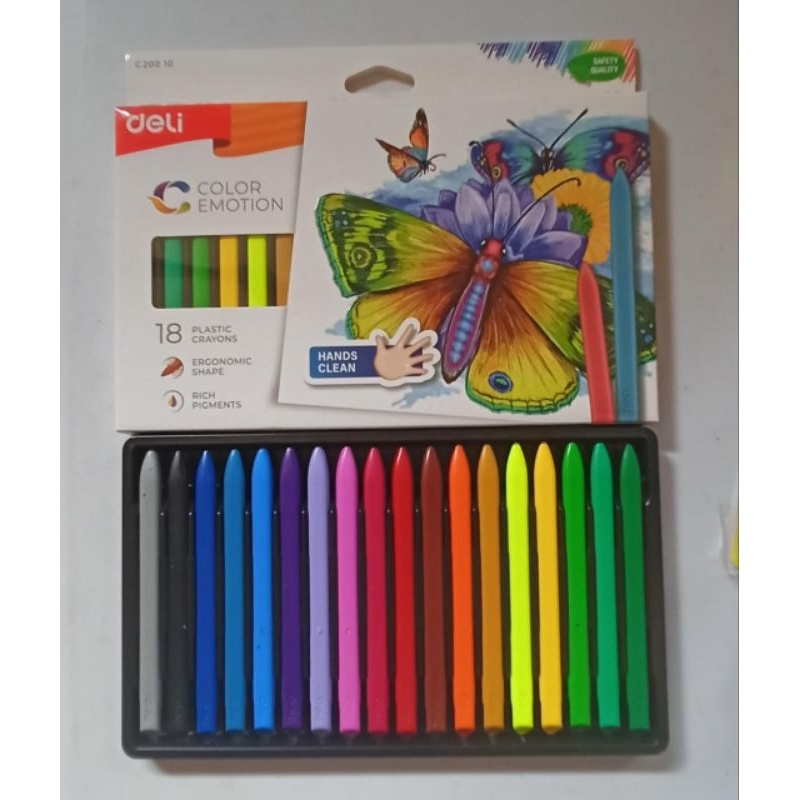 

(1 pcs) CRAYON PLASTIK DELI 18 WARNA (TIDAK KOTOR DI TANGAN)