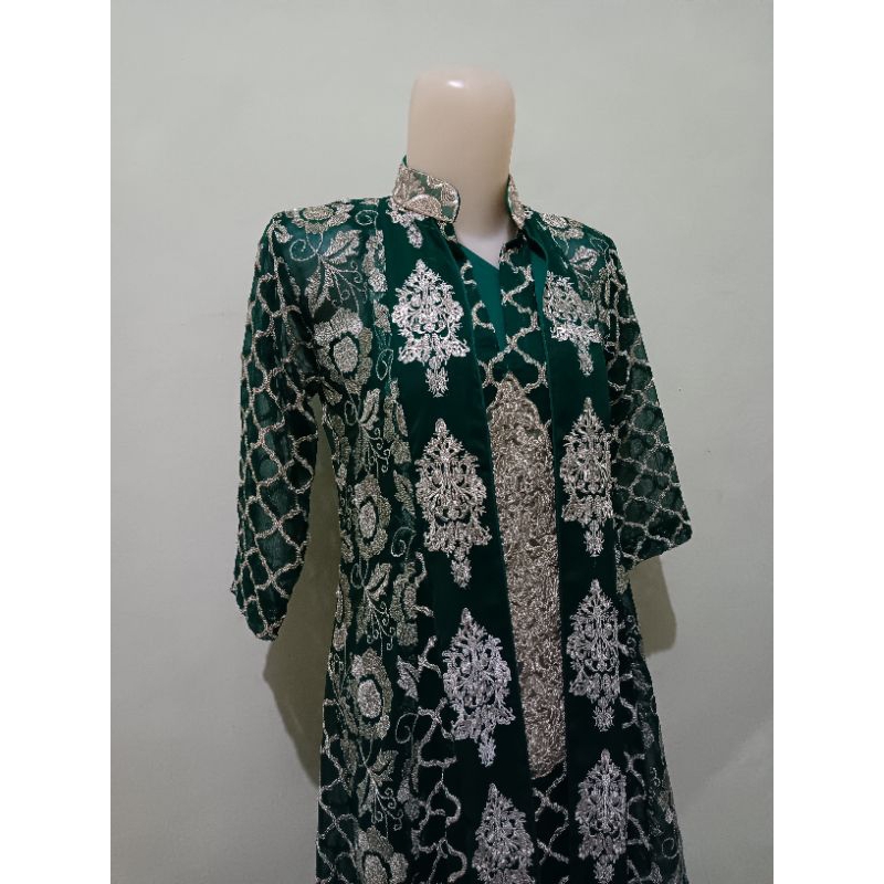 gamis set hijau bordir mewah ori