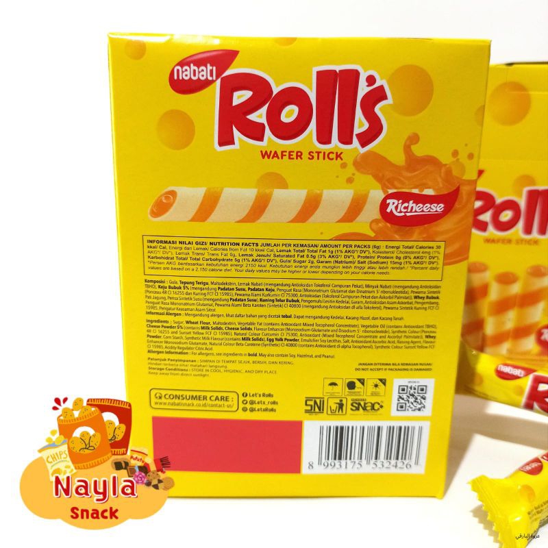 

Richeese Nabati Rolls Keju Box @6gr (20 pcs)