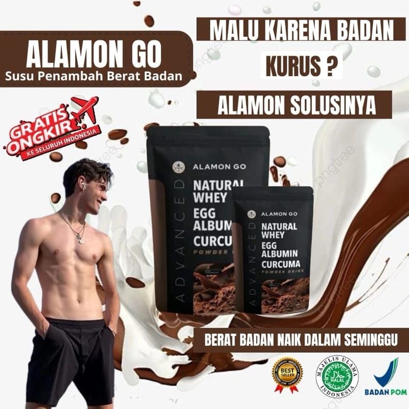 

Alamon Go Susu Bubuk Penggemuk Badan [ Rasa Coklat ] Susu Bantu Tingkatkan Massa Otot HALAL BPOM