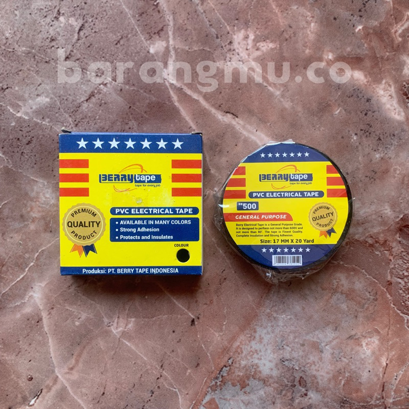 ISOLASI LISTRIK PVC BERRY TAPE WARNA HITAM KUALITAS PREMIUM