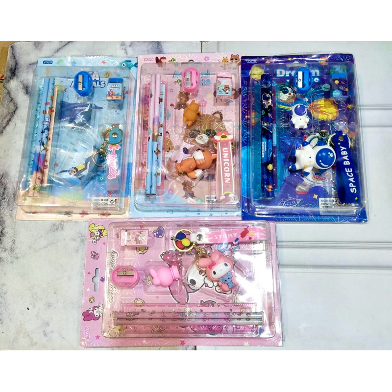 

PAKET SET ALAT TULIS 6in1 2003 MELODY,CINNAMOROL,ASTRONOT,SEA ANIMAL,ANIMAL WORLD//STATIONERY SET