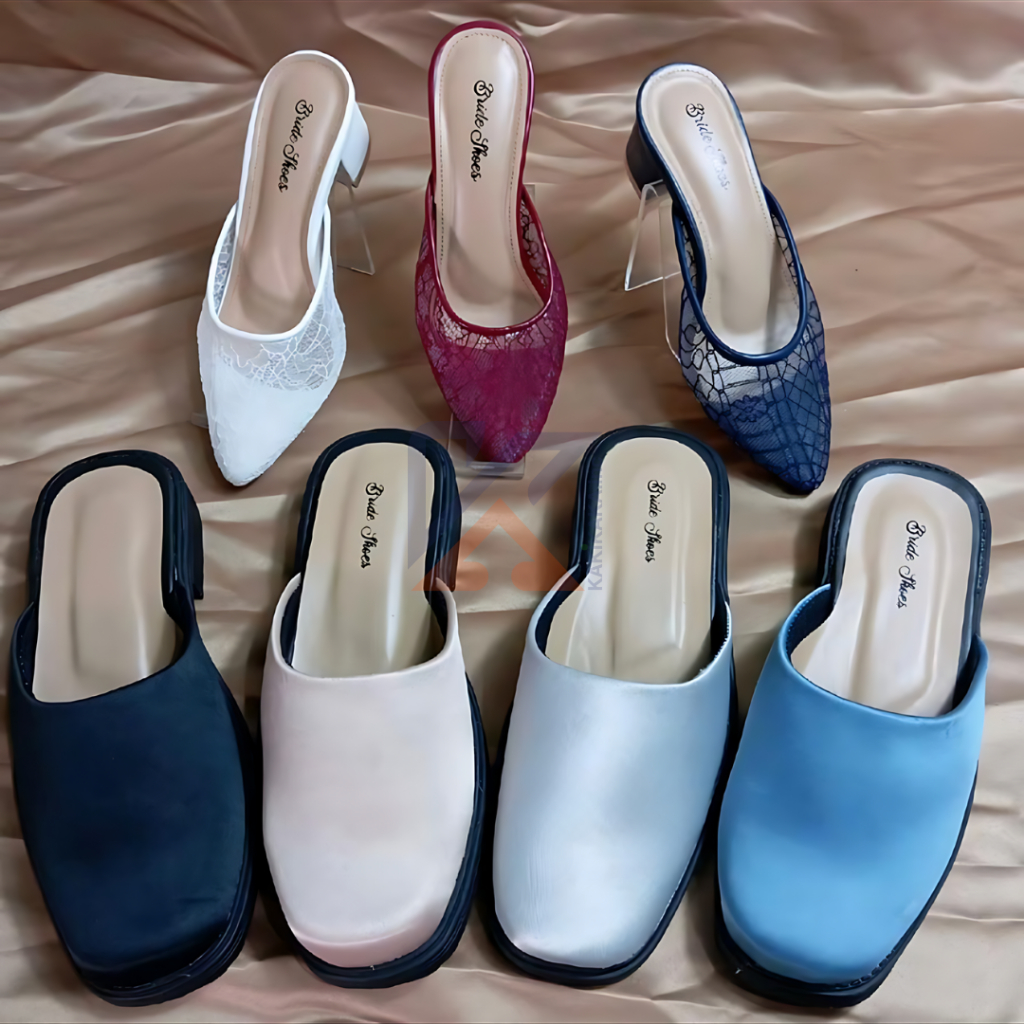 Sepatu Pengantin Couple Premium Selop Pasangan Pria dan Wanita Polos Banyak Pilihan Warna