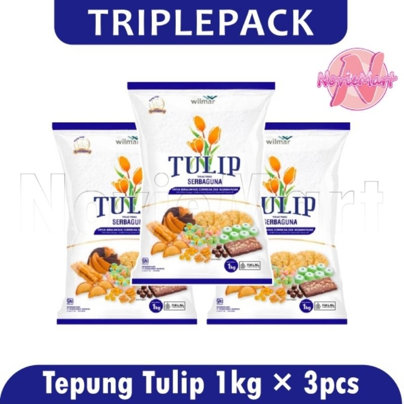 

TRIPLEPACK Tepung Terigu Serbaguna Tulip Kemasan 1kg