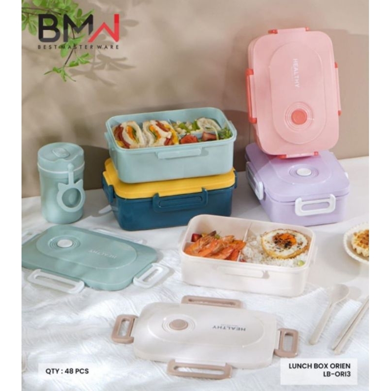 KOTAK BEKAL 3 SEKAT KOTAK MAKAN SET ANTI TUMPAH BPA FREE