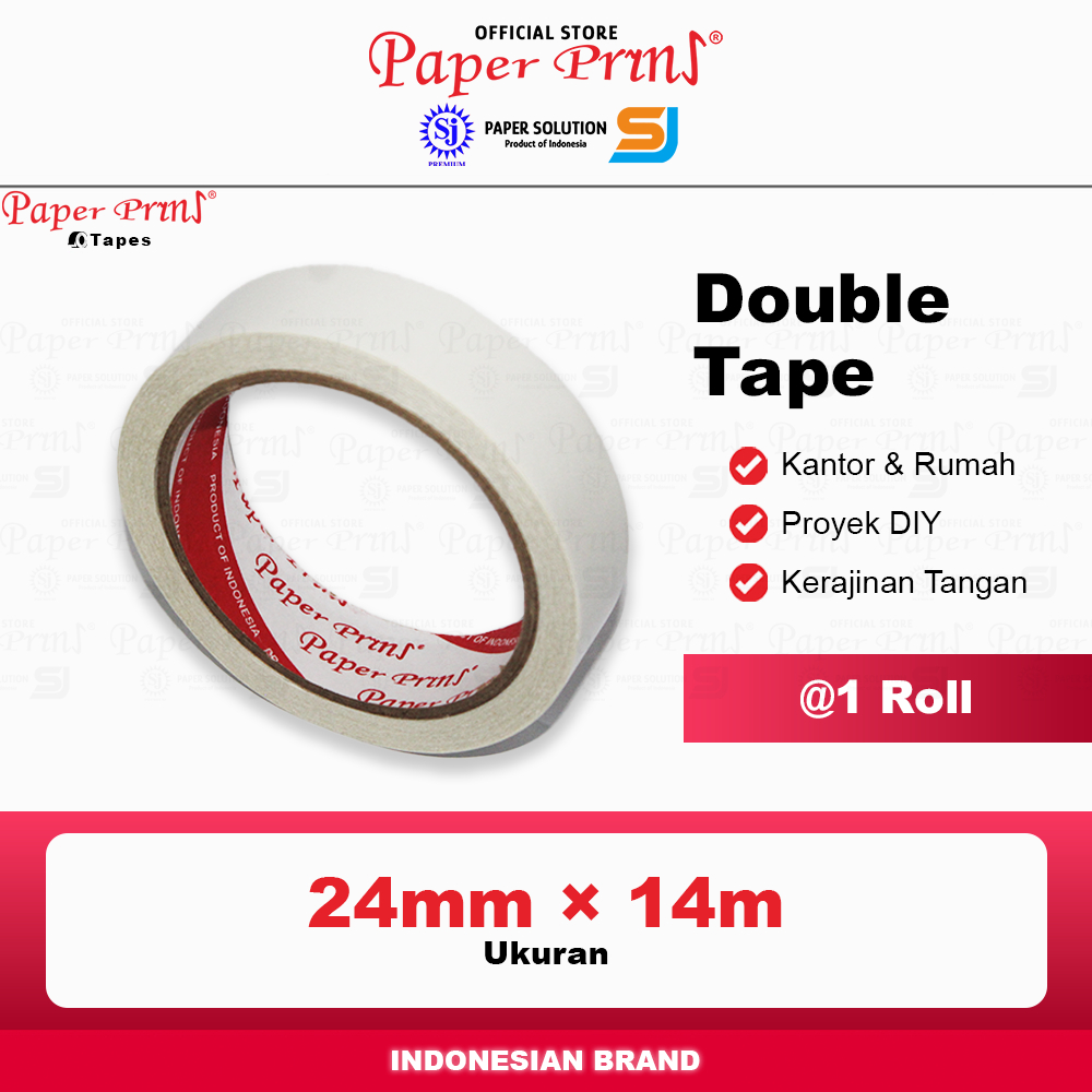 

Double Tape Kertas 1 Inch Paperpryns 24mm x 14m (@1 Roll)