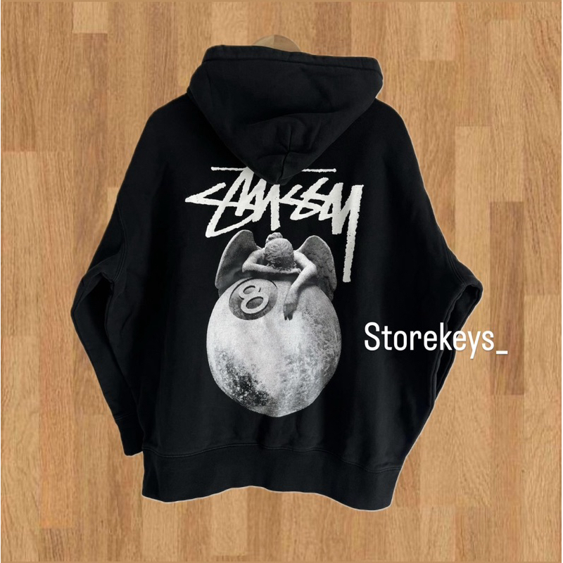 (FREE PAPPER BAG) HOODIE STUSSY HOODIE STUSSY ANGEL STUSSY BLACK