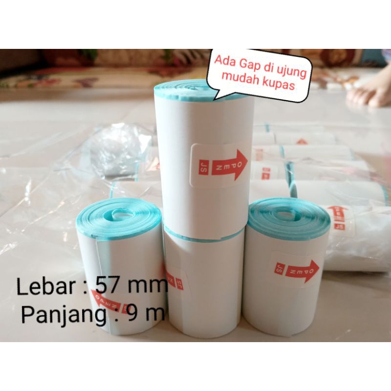 

Stiker label 58mm olshope ukuran 58x30mm , panjang 6 meter dan 9 meter .