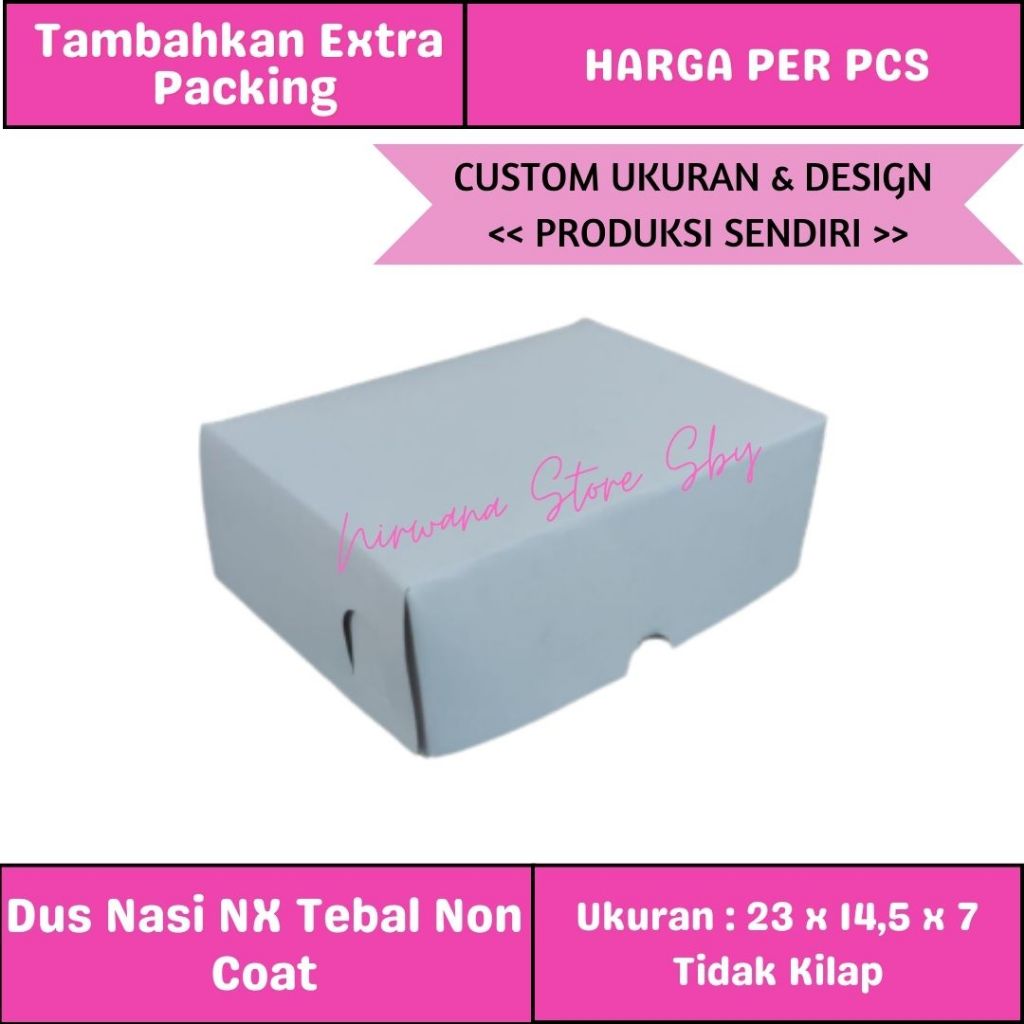

Dus Kue / Dus Nasi NX Polos Tebal Non Coat 23x14,5x7 | Kotak Nasi / Kotak Kue