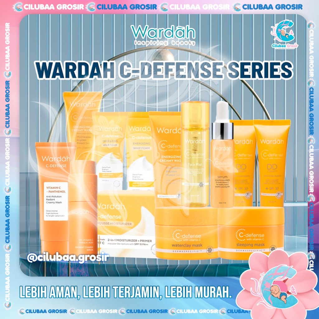 WARDAH C-DEFENSE Series || C Defense DD Cream SPF 30 Face Mist Creamy Wash Serum Waterclay Mask