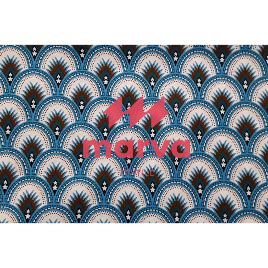 Kain Batik Meteran Premium Bahan 100% katun motif abstrak bunga Coklat by Marva textile