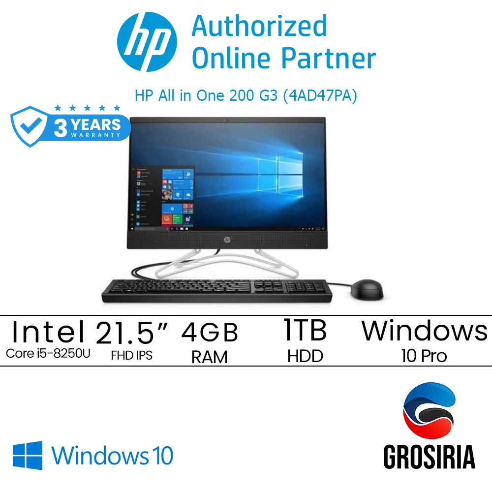 HP PC Desktop AIO 22 200 G3 i5 8250U 4GB 1TB HDD 21,5" FHD IPS Windows 10 Pro [4AD47PA]