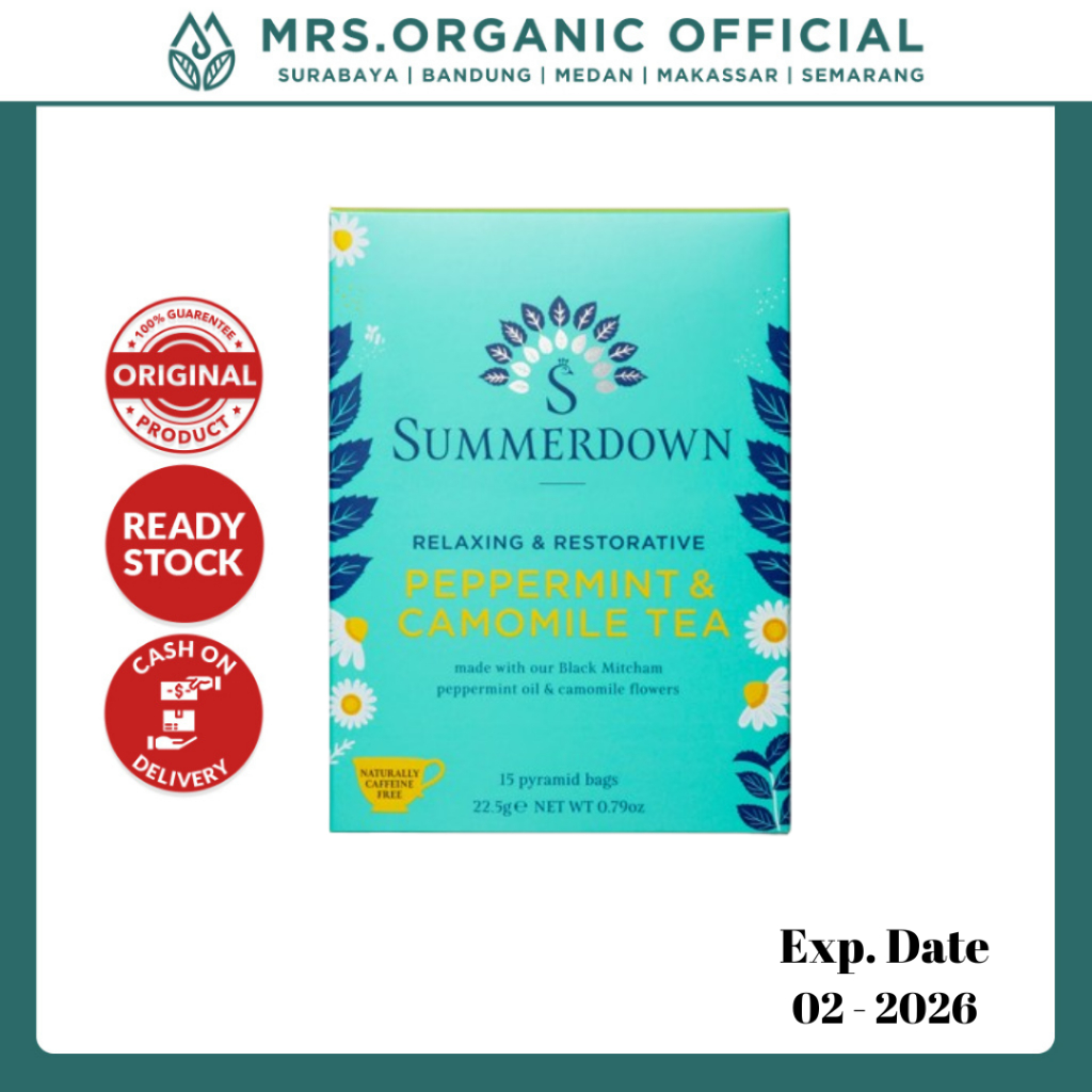 

Summerdown English Peppermint And Camomile Tea Isi 15Bags - Teh Herbal Teh Inggris Mix Peppermint & Camomile Teh Detox Relaxing & Restorative Mood Lebih Baik Mental Sehat