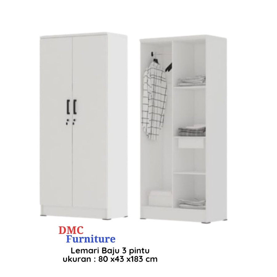 lemari baju 2 pintu putih polos lemari baju murah moder minimalis