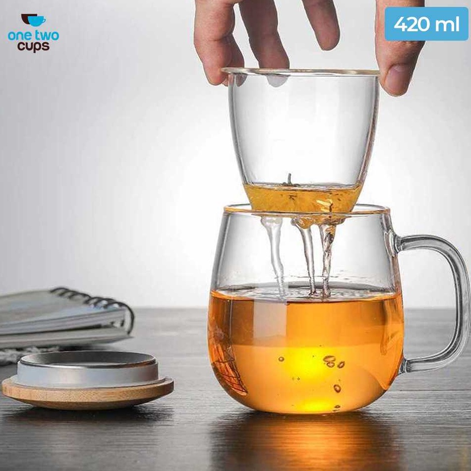 Super Laris Manis One Two Cups Gelas Cangkir Teh Tea Cup Mug with Infuser Filter  C225