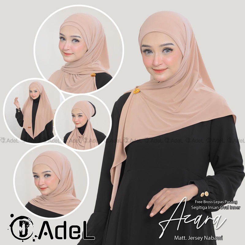 D ADEL. Hijab segitiga Instan Oval Inner menyatu Kode AZARA free bross lepas pasang