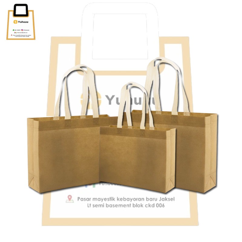 

Tas Souvenir Tas Jinjing Hampers Box Spunbond Polos Coklat Susu