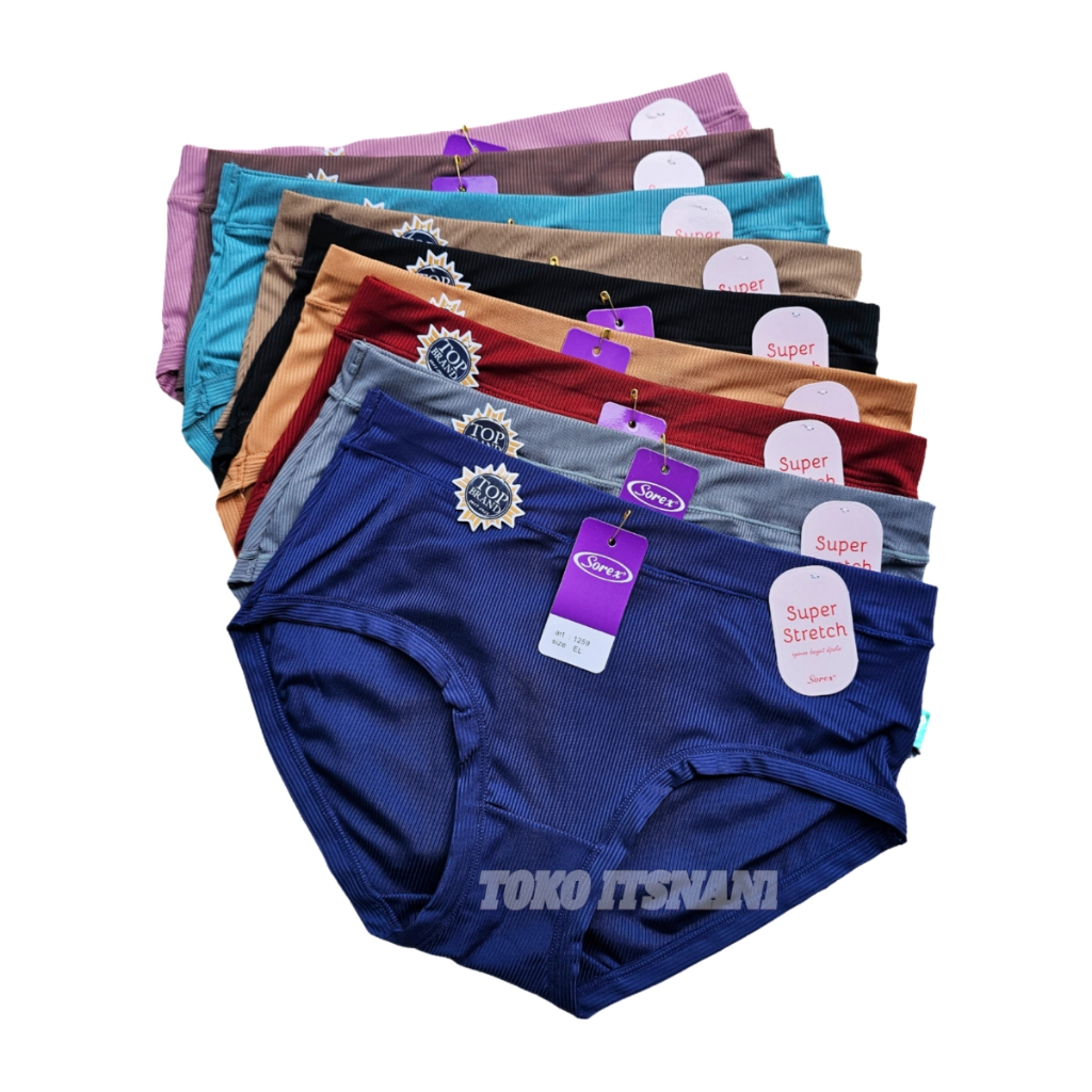 [ 6PCS ] Cd Wanita Sorex 1259 Super Stretch | Celana Dalam Wanita Sorex  Motif Garis Salur