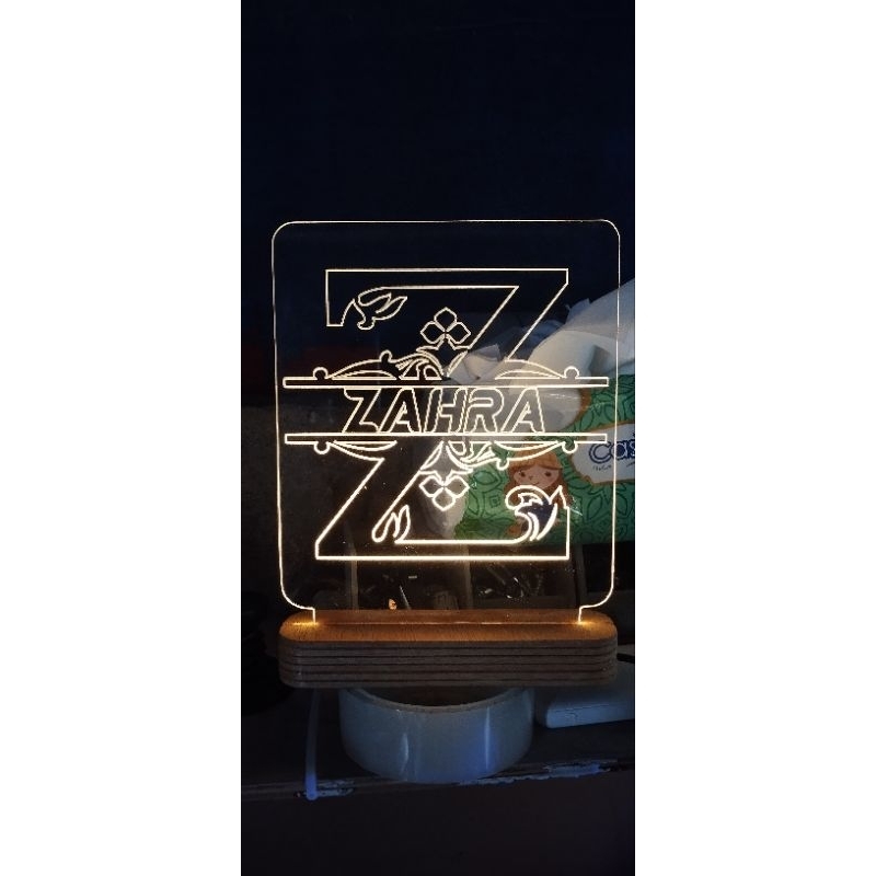 lampu akrilik / lampu hiasan / lampu tidur / lampu nama / bisa costum nama lampu tidur