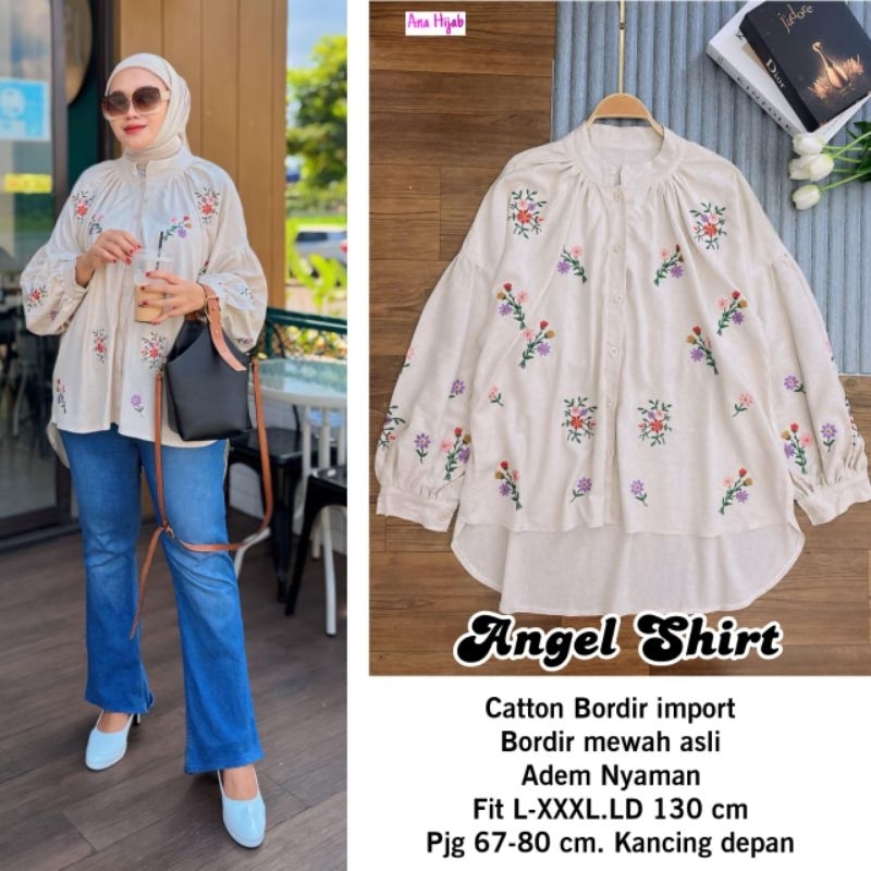 KEMEJA KANTOR JUMBO MOTIF BUNGA WANITA IMPORT