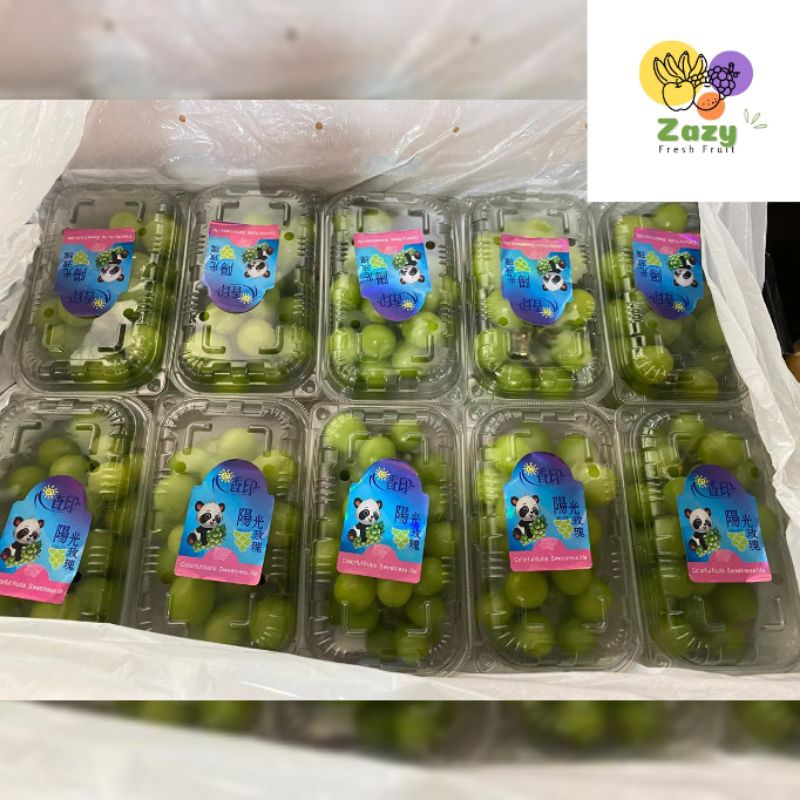 

ANGGUR SHINE MUSCAT PACK SWEET MONKEY/ 500GR DOMINAN MANIS, JUICY, SIZE JUMBO