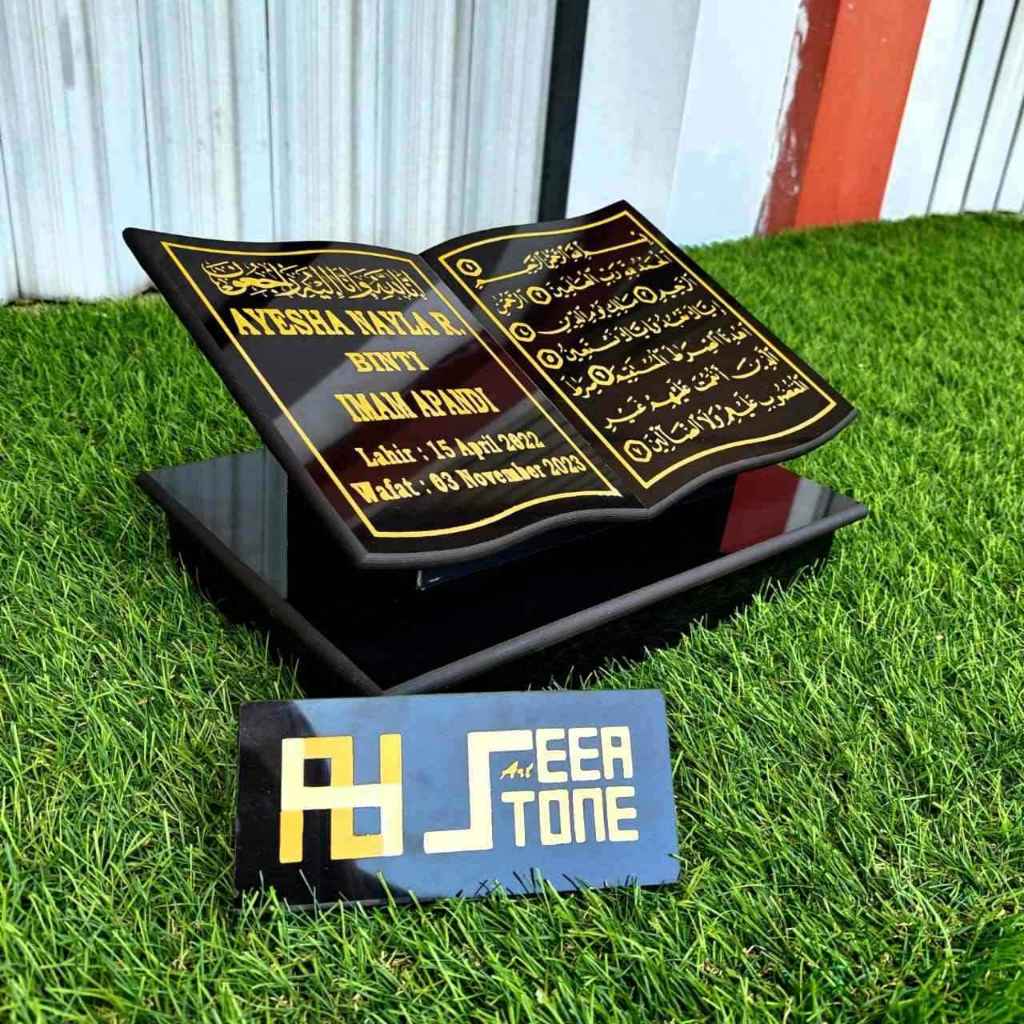 BATU NISAN MAKAM KUBURAN MODEL BUKU DUDUKAN FULL GRANIT TILE 30*20 + PACKING KAYU