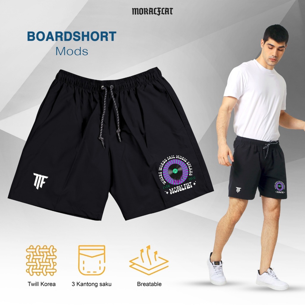 Moral Flat Official Black Boardshort - Celana Pendek - MODS - Music