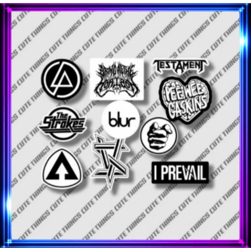 

[ 1 Pack = 8 Lembar ] Stiker brand distro hitam putih warna warni logo aesthetic skateboard band tumbler gitar motor botol lemari