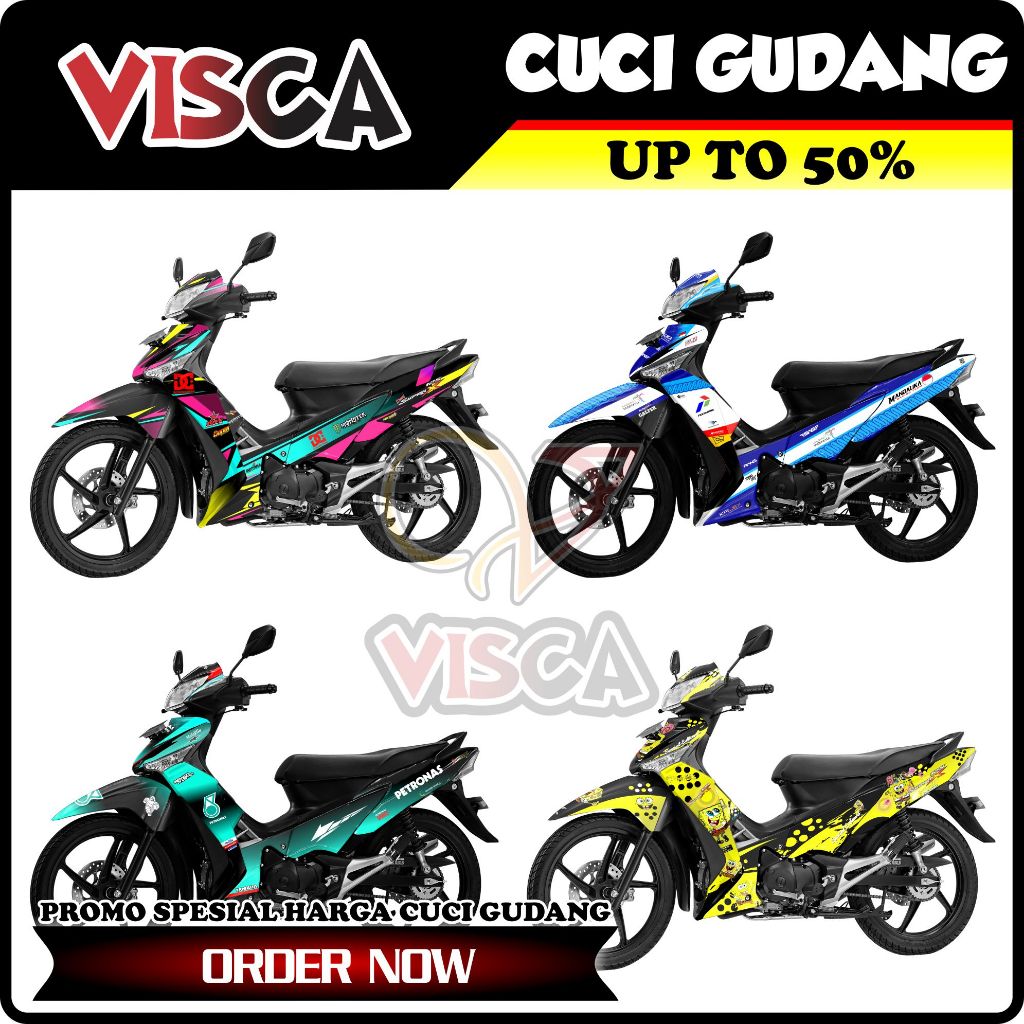【CUCI GUDANG】Decal Supra X 125R Full Body Variasi Harga Murah / Stiker Motor Supra X 125R Full Body 