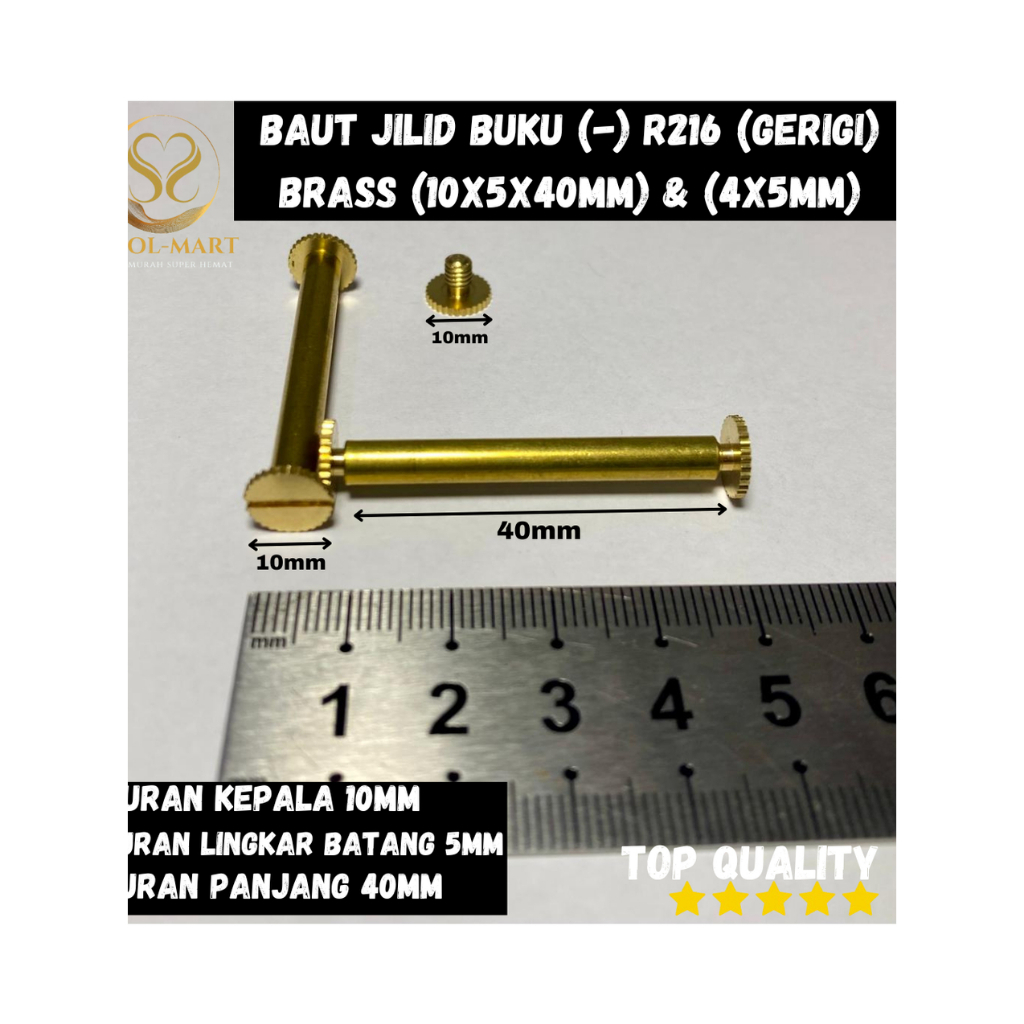 

BAUT JILID BUKU (-) R216 (GERIGI) BRASS (10X5X40MM) & (4X5MM)