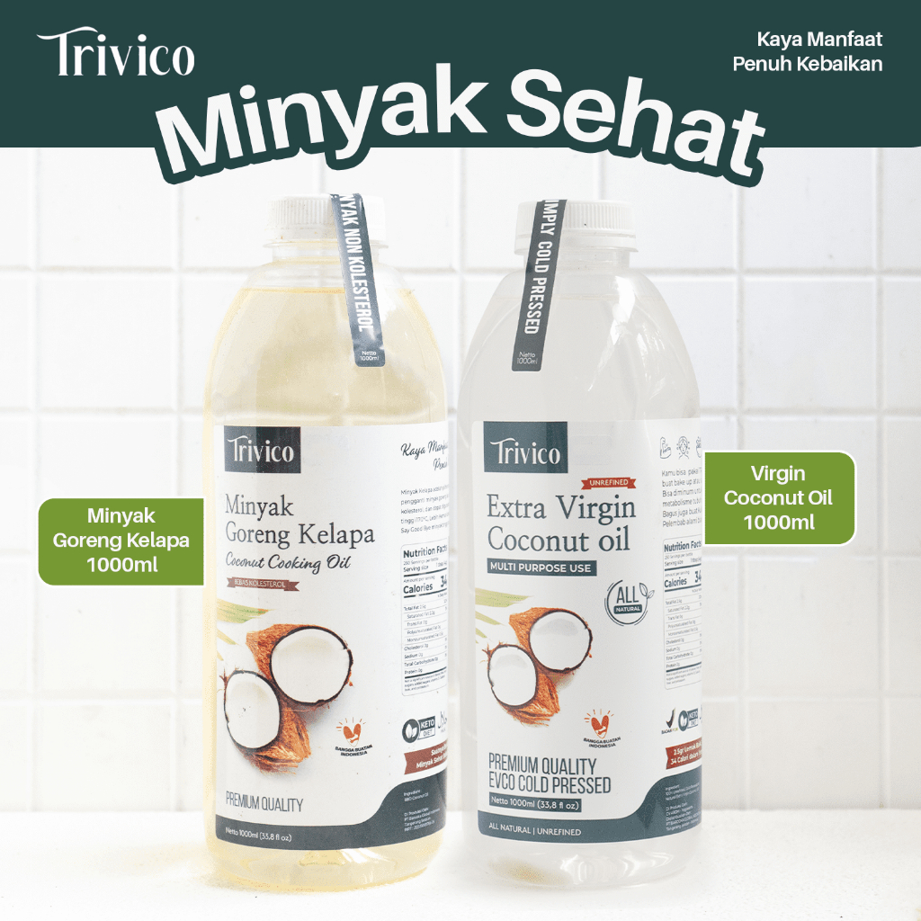 

Trivico Paket Hemat 2 Minyak Kelapa Extra Virgin Coconut Oil & Minyak Goreng 1 Liter