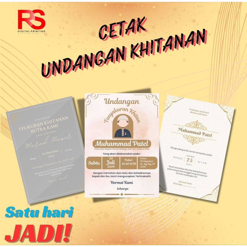 CETAK UNDANGAN KHITANAN ANAK DLL SEHARI JADI