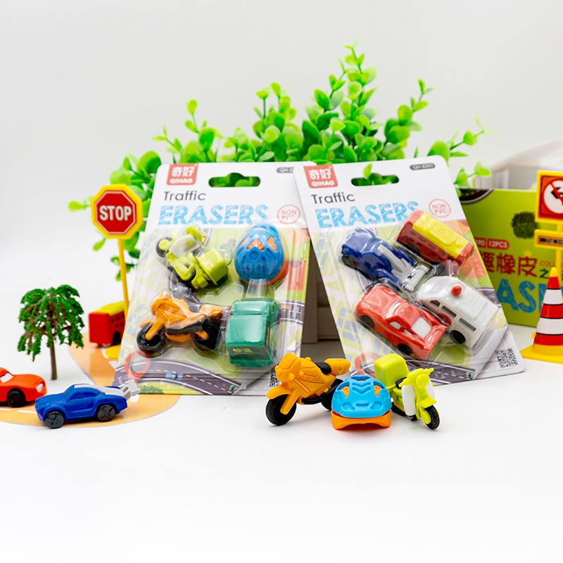 

8390 Set penghapus karakter traffic eraser mobil motor anak laki laki sensory play diy stationery